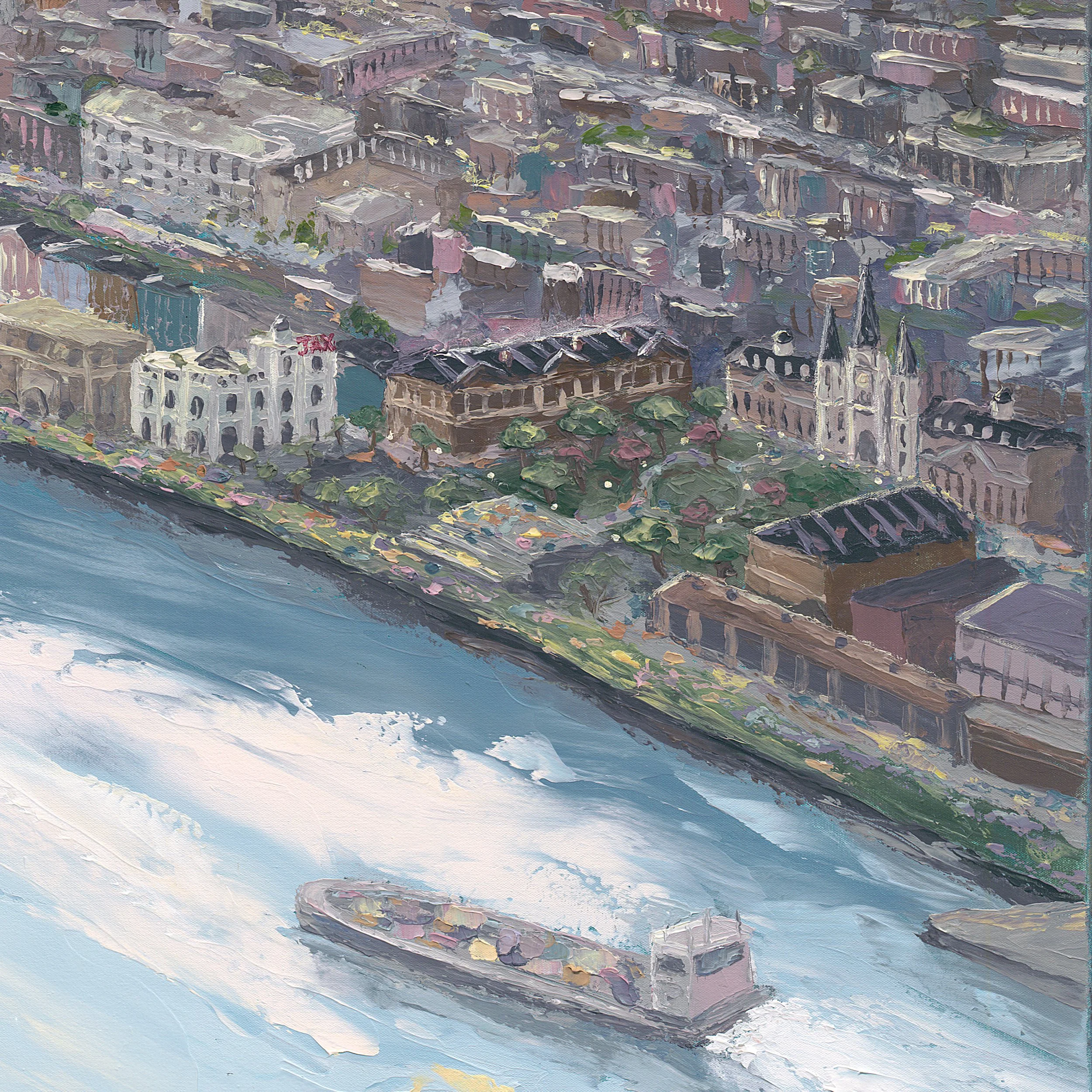 絵画 Riverocean Revival On The River; Sunset Skyline Triptych Canvases from